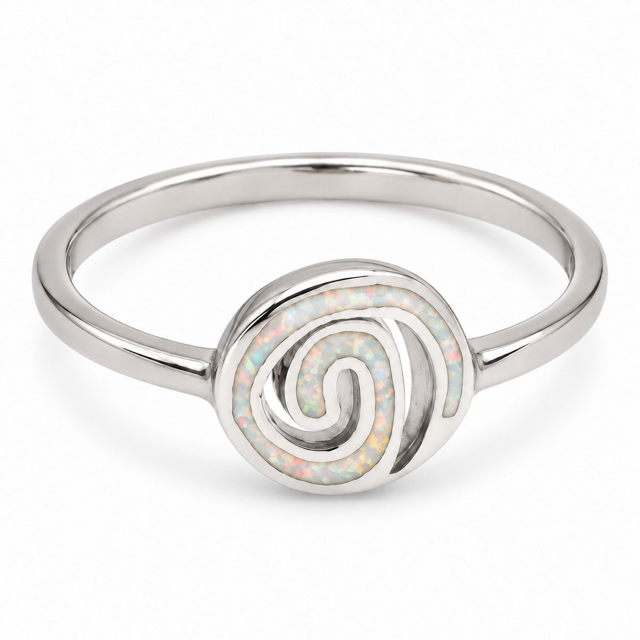 Round spiral opal ring, white opal · 271A-SW