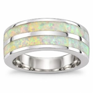 Double channel opal band ring, white opal · 271PI-SW