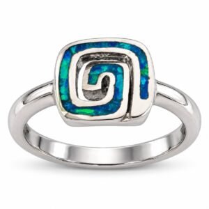 Square spiral opal ring, blue opal · 286J-SB