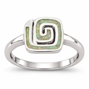 Square spiral opal ring, white opal · 286J-SW