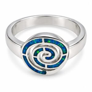 Round spiral opal ring, blue opal · 295K