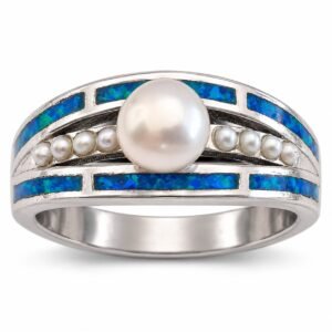 Blue opal band ring with pearls · OP112