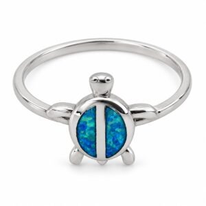 Turtle opal ring with split shell, blue opal · OP13-SB