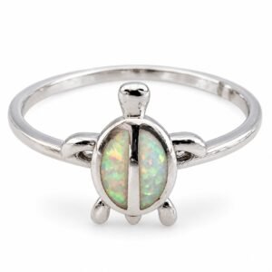Turtle opal ring with split shell, white opal · OP13-SW