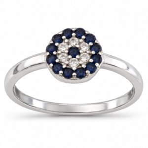 Round evil eye pavé ring, adjustable · OP140