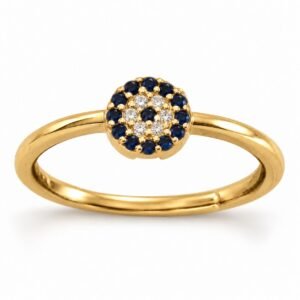 Round evil eye pavé ring, gold-plated · OP142