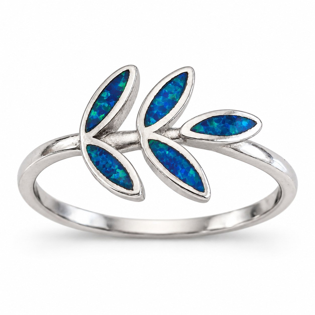 Olive leaf opal ring, blue opal · OP159-SB