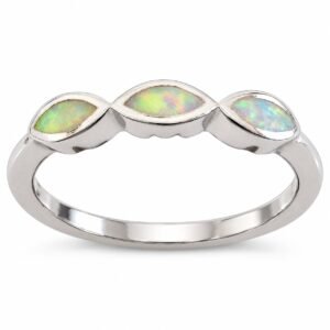 Three marquise opal ring, white opal · OP166