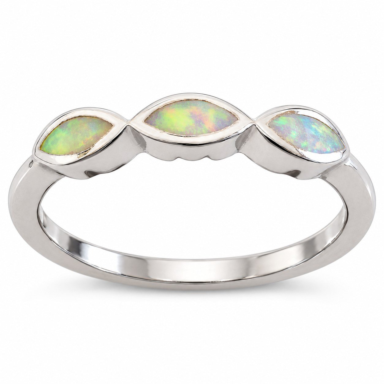 Three marquise opal ring, white opal · OP166