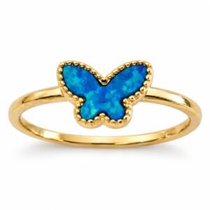 Butterfly opal ring, gold-plated, blue opal · OP209-GB