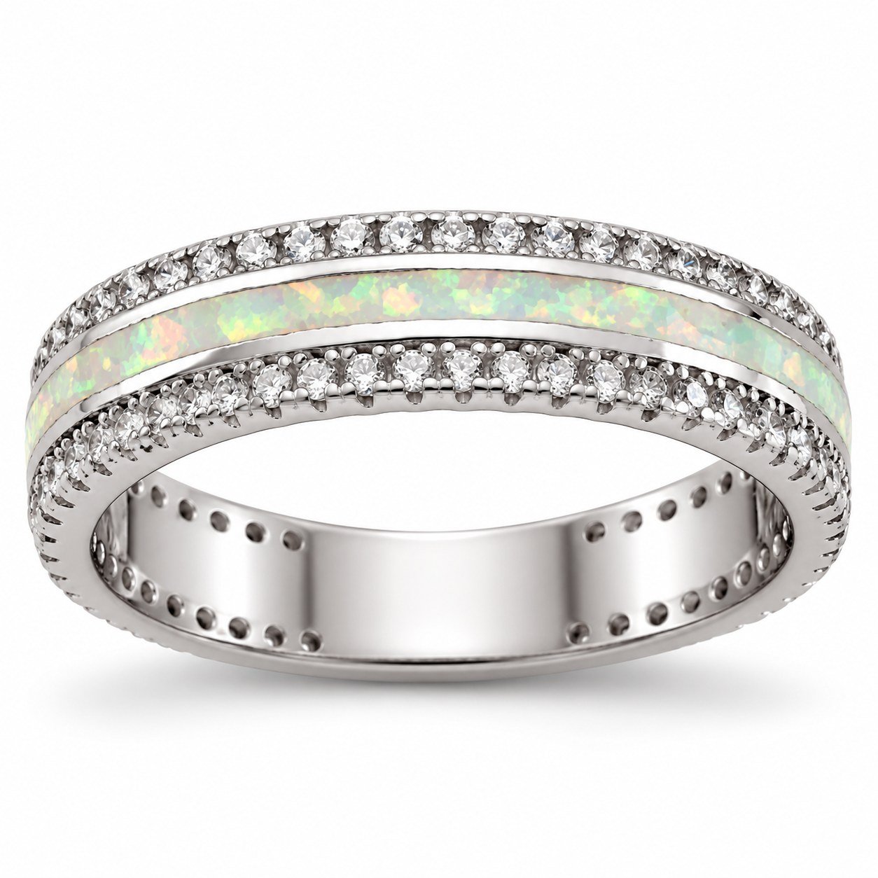 Opal eternity band with crystal rows, white opal · OP244-SW