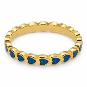 Heart opal eternity ring, gold-plated, blue opal · OP246-GB