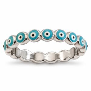 Evil eye eternity ring, turquoise enamel · OP271