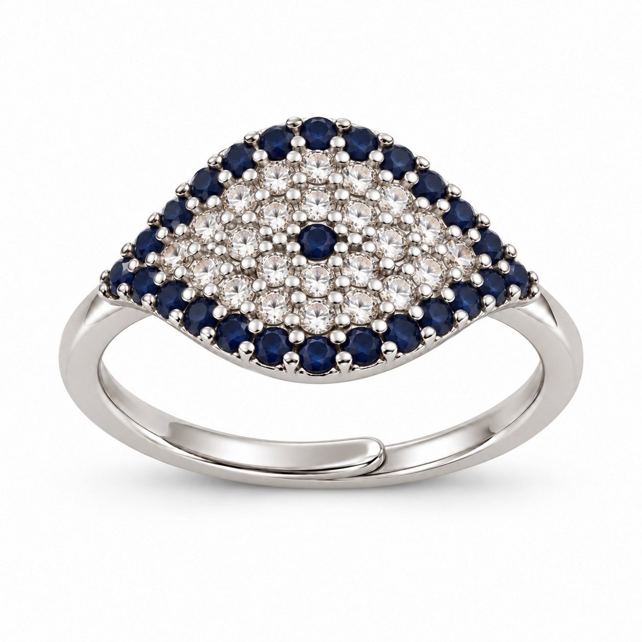 Almond evil eye pavé ring, adjustable · OP274