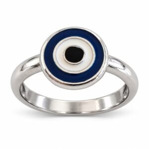 Round evil eye enamel ring, wide face · OP278