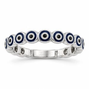 Evil eye eternity ring, navy enamel · OP289