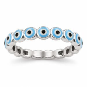 Evil eye eternity ring, light blue enamel · OP290