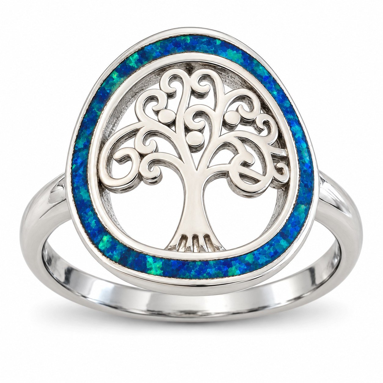 Tree of life opal ring, blue opal · OP48-SB