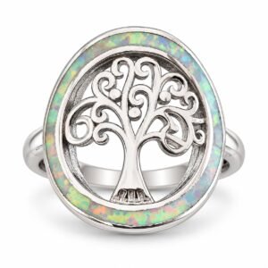 Tree of life opal ring, white opal · OP48-SW