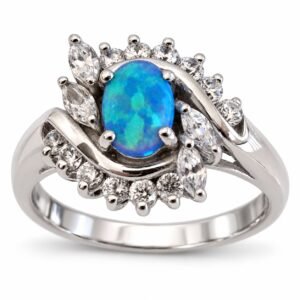 Blue opal ring with crystal surround · RSB-01