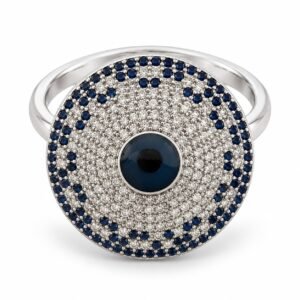 Large round evil eye pavé ring · RSC-01
