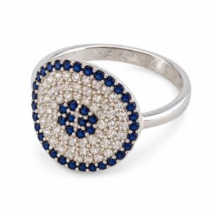 Teardrop evil eye pavé ring · RSC-02