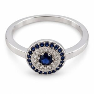 Small round evil eye pavé ring · RSC-03