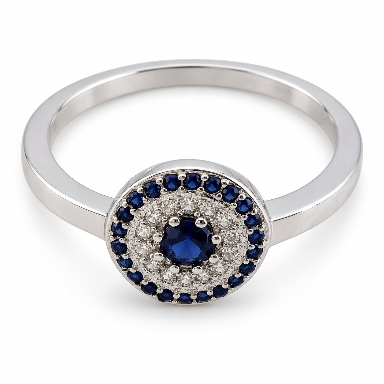 Small round evil eye pavé ring · RSC-03